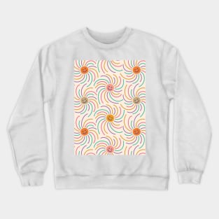 Cute boho illustration of happy suns with smiling faces dancing around. Crewneck Sweatshirt